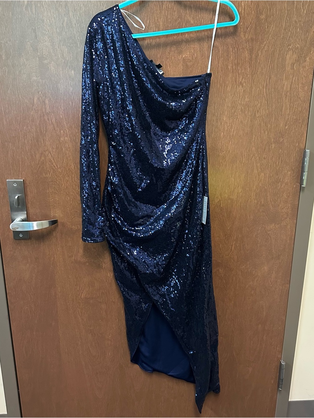 Lulus one shoulder sequin dress NWT Size M (6-8) Navy Blue Sparkly Party Glam